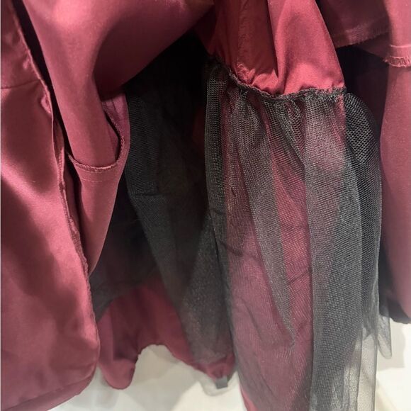 David’s Bridal satin and chiffon burgundy wine halter maxi dress size 16 - Picture 5 of 7